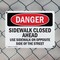 Signmission Sidewalk Closed Ahead Use Sidewalk On Opposite Danger Sign, Plastic, 10in W x 7in L, 2PK OS-2PACK-DS-P-710-L-2161 - alternate 4